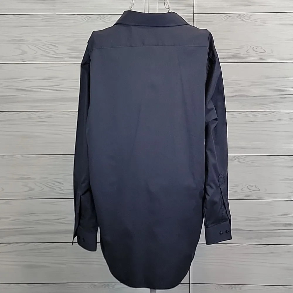 Van Heusen Black Dress Shirt Regular Fit Stretch Collar Mens Size 16.5